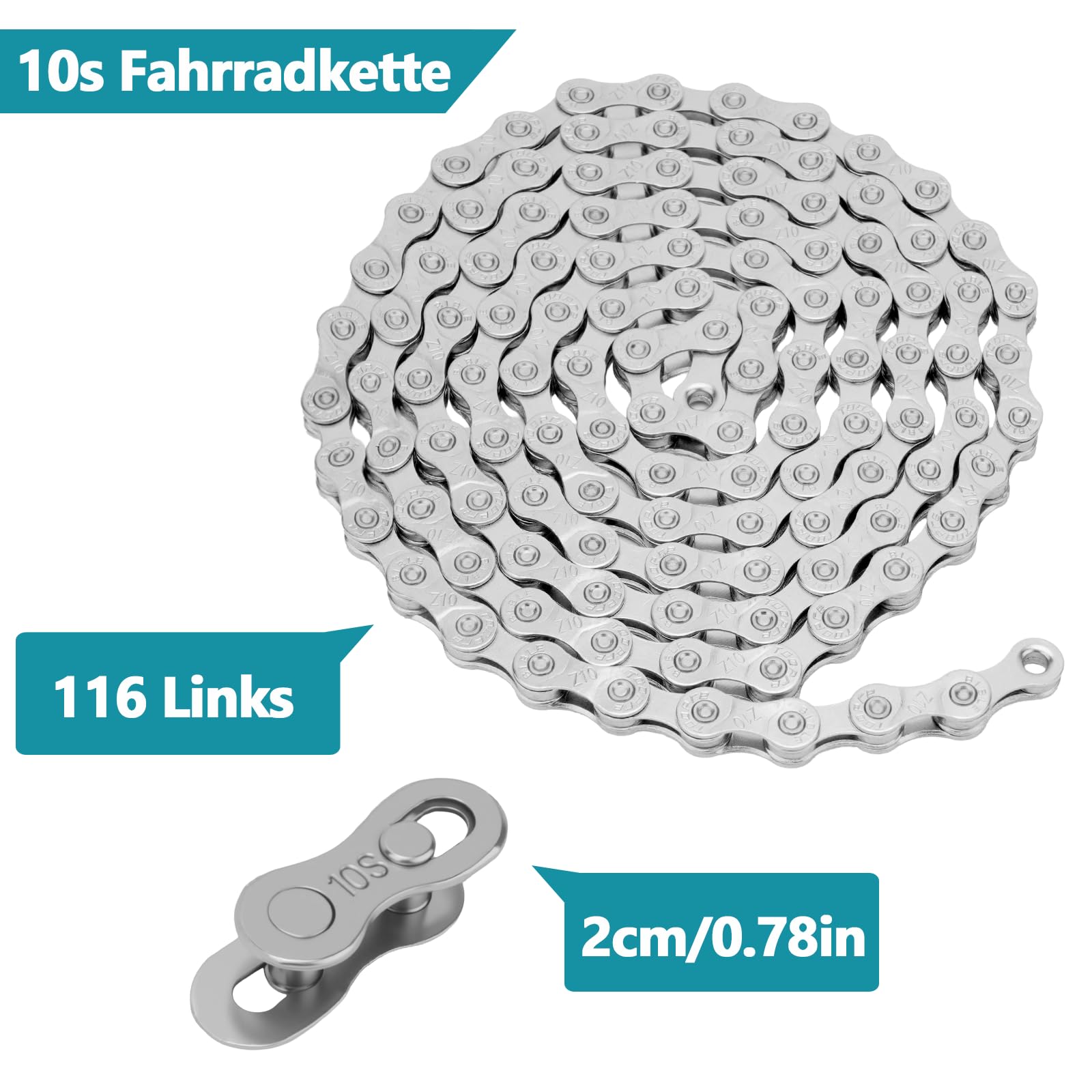 10-fach Fahrradkette – 116 Glieder | Inkl. Kettenschloss (SLIBER10S)