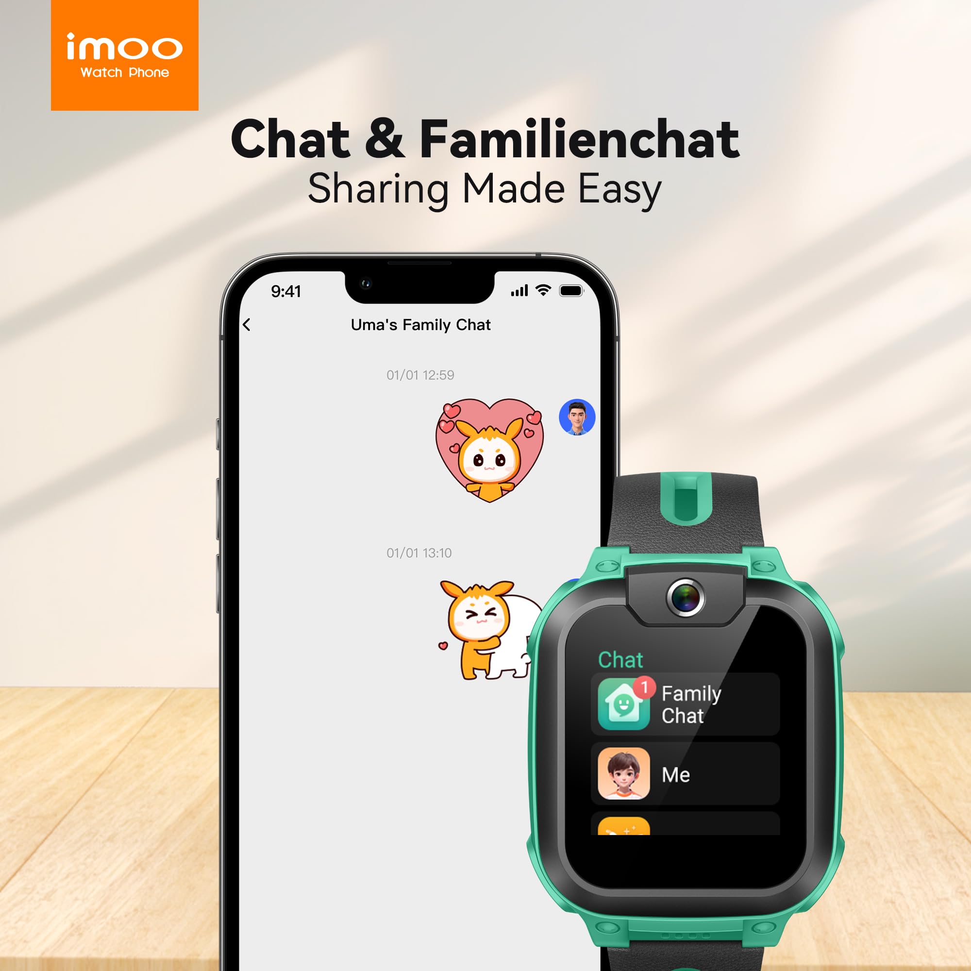 imoo Z1 smartwatch für Kinder, Kinder smartwatch und SIM-Karten-Unterstützung, SOS Notruf, Klassenmodus, IPX8 wasserdicht, 1,3 Zoll, Frontkamera 2 MP, Grün