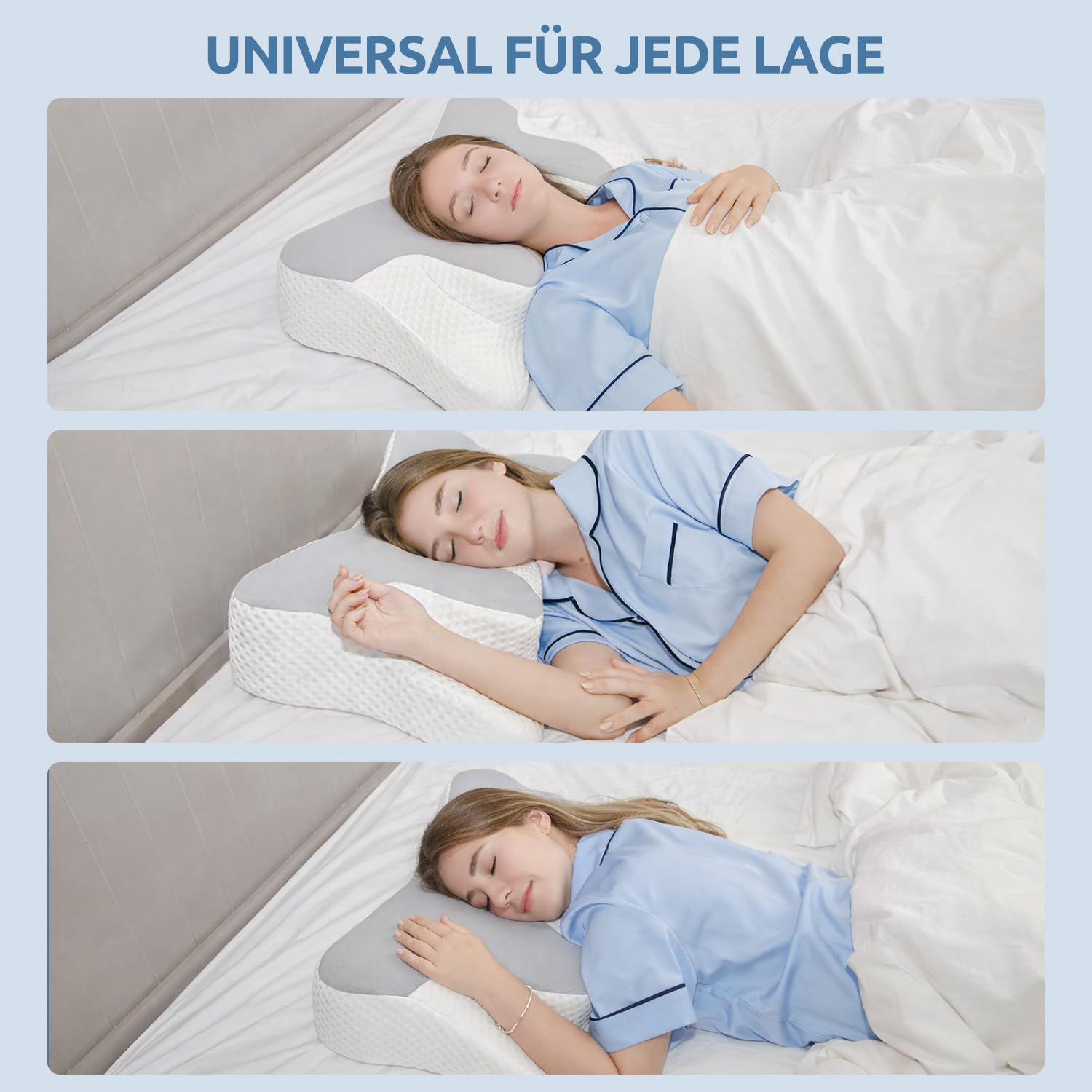 DONAMA Memory Foam Nackenkissen ergonomisches Kopfkissen für Seiten- Rücken- und Bauchschläfer