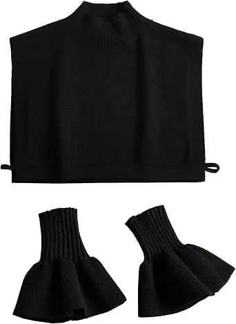 Detachable Stand False Collar Half Shirt with Fake Cuffs for Women Girls
