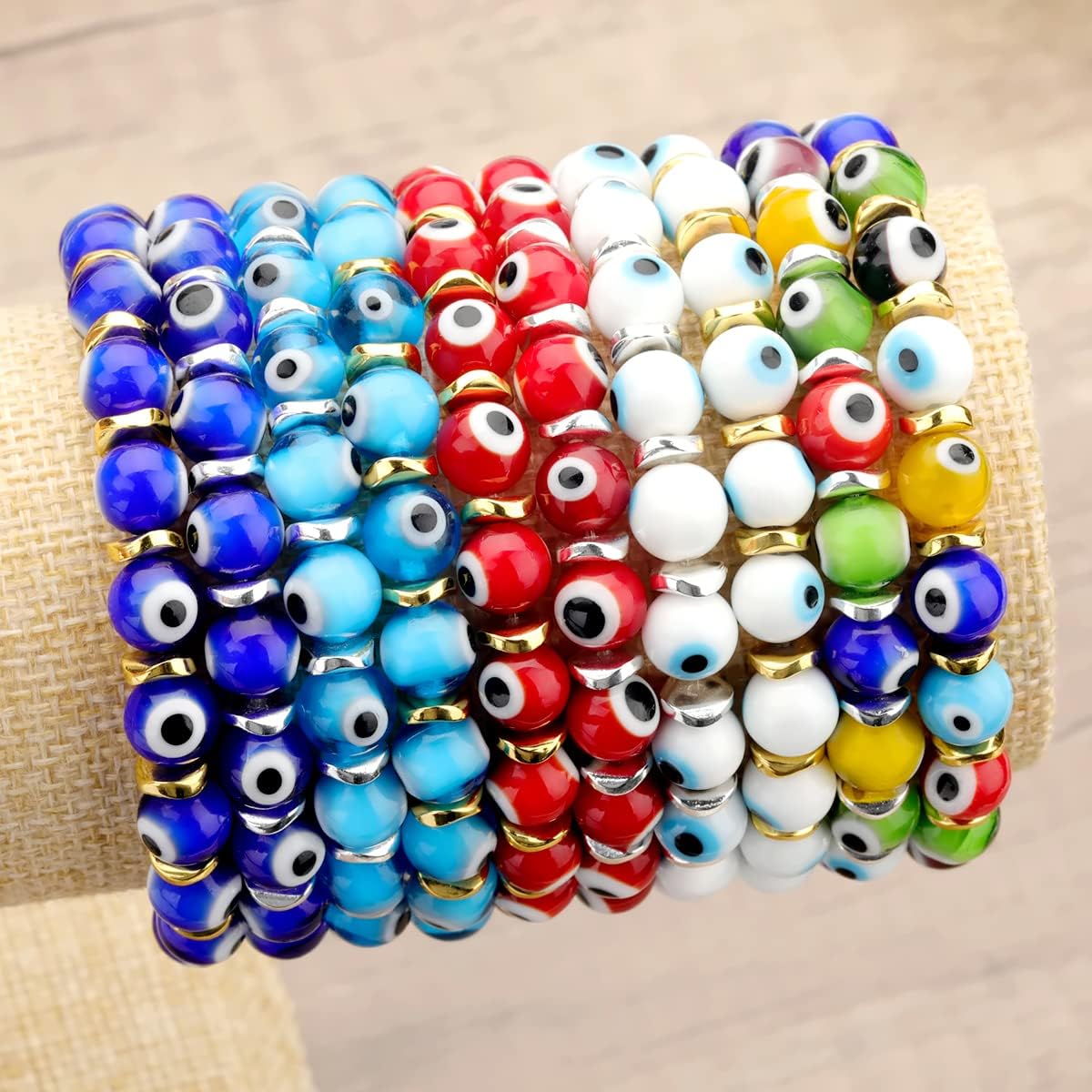 Evil Eye Bracelets for Women Protect 8mm ojo Glass Beaded Protection Stretch Braclet Jewelry - Image 6