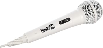RockJam Karaoke Microphone Wired Unidirectional Dynamic Microphone with Three Metre Cord - White