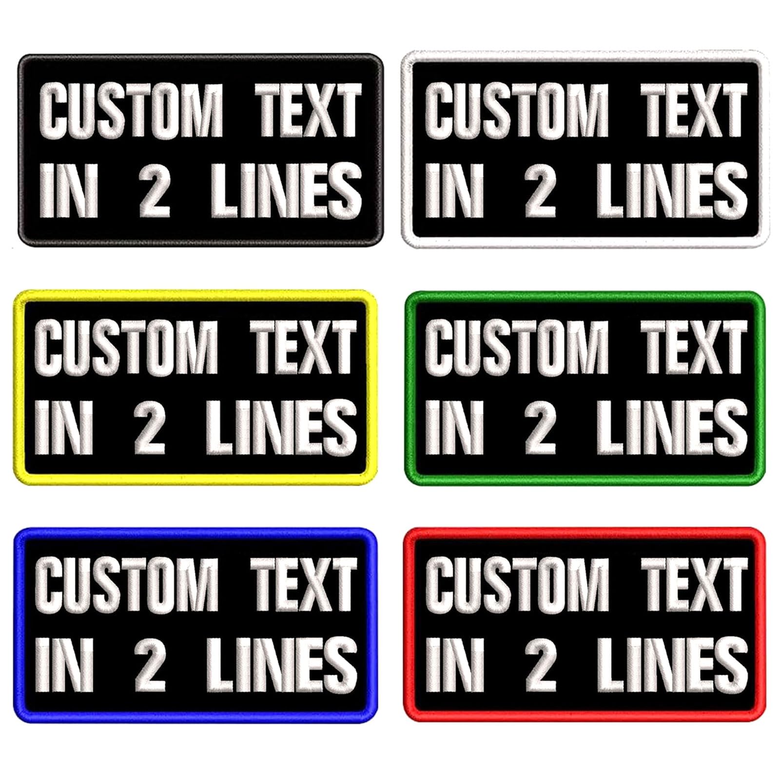 kamao Custom Embroidery Name Patches 3.5W x 2H, 2PCS Personalized Military Number Tag for Multiple Clothing Bags Vest Jackets Work Shirts (Black)