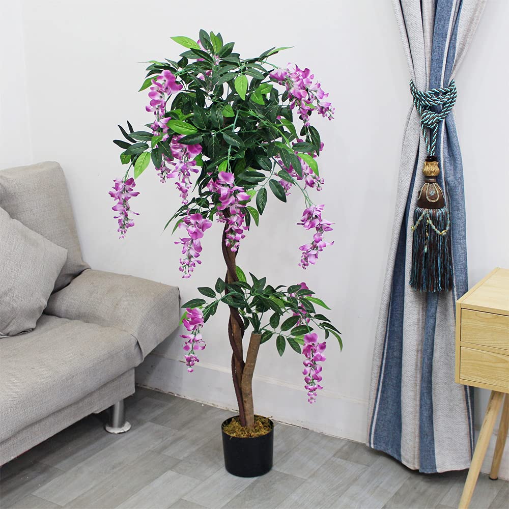 Decovego Planta Wisteria Artificial Decoración Interiorismo Madera Natural 120cm