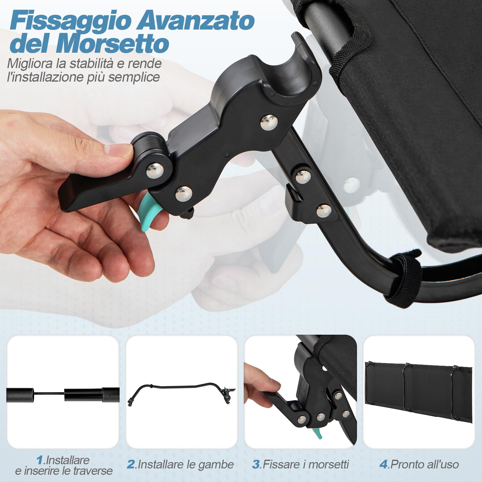 COSTWAY Brandina da Campeggio, Letto Pieghevole e Portatile con Tasca Laterale e Borsa da Trasporto, Lettino con Struttura in Metallo per Viaggio e Spiaggia, Portata 150 kg