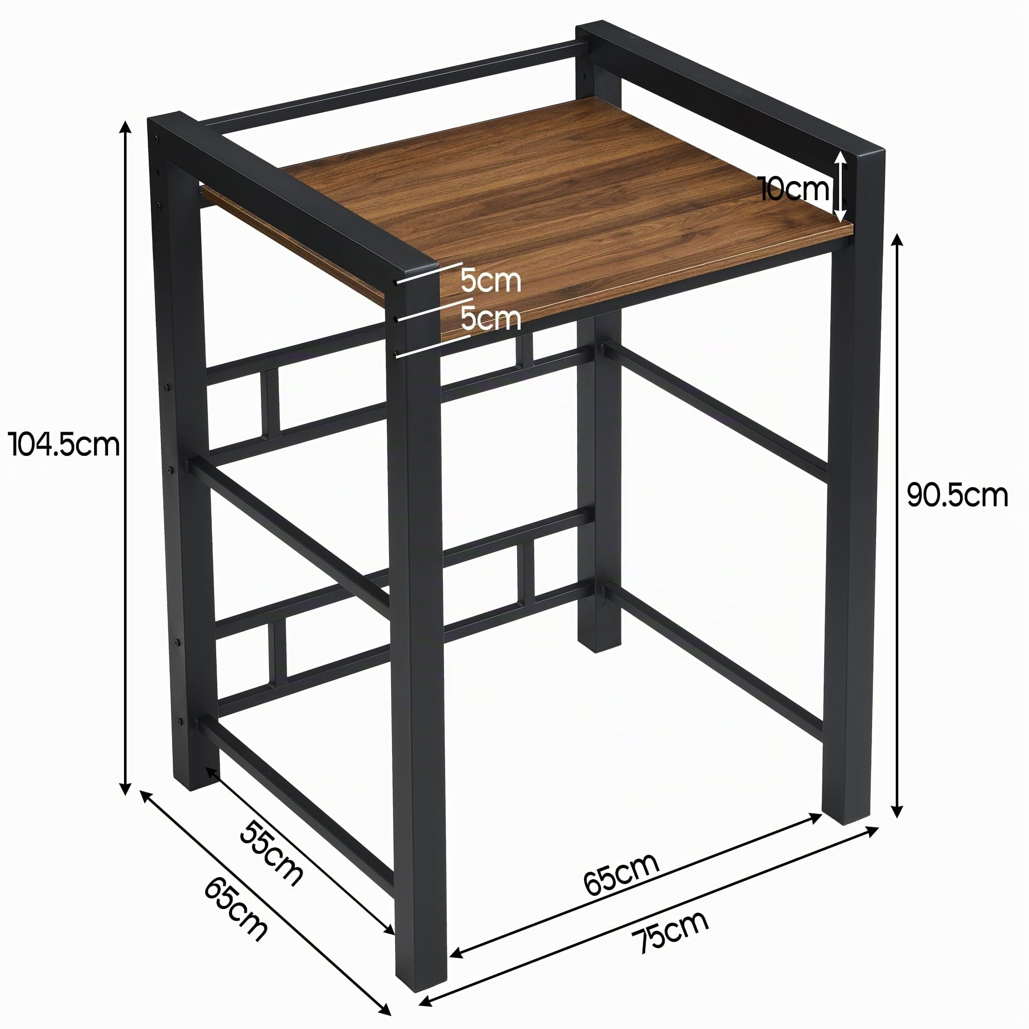 Waschmaschinenregal überbau 75x65x105cm, Waschmaschinenschrank Waschmaschine Trockner Schrank, Regal über Waschmaschine 3 Höhenverstellbar, Tragfähigkeit 350 kg (Schwarz)