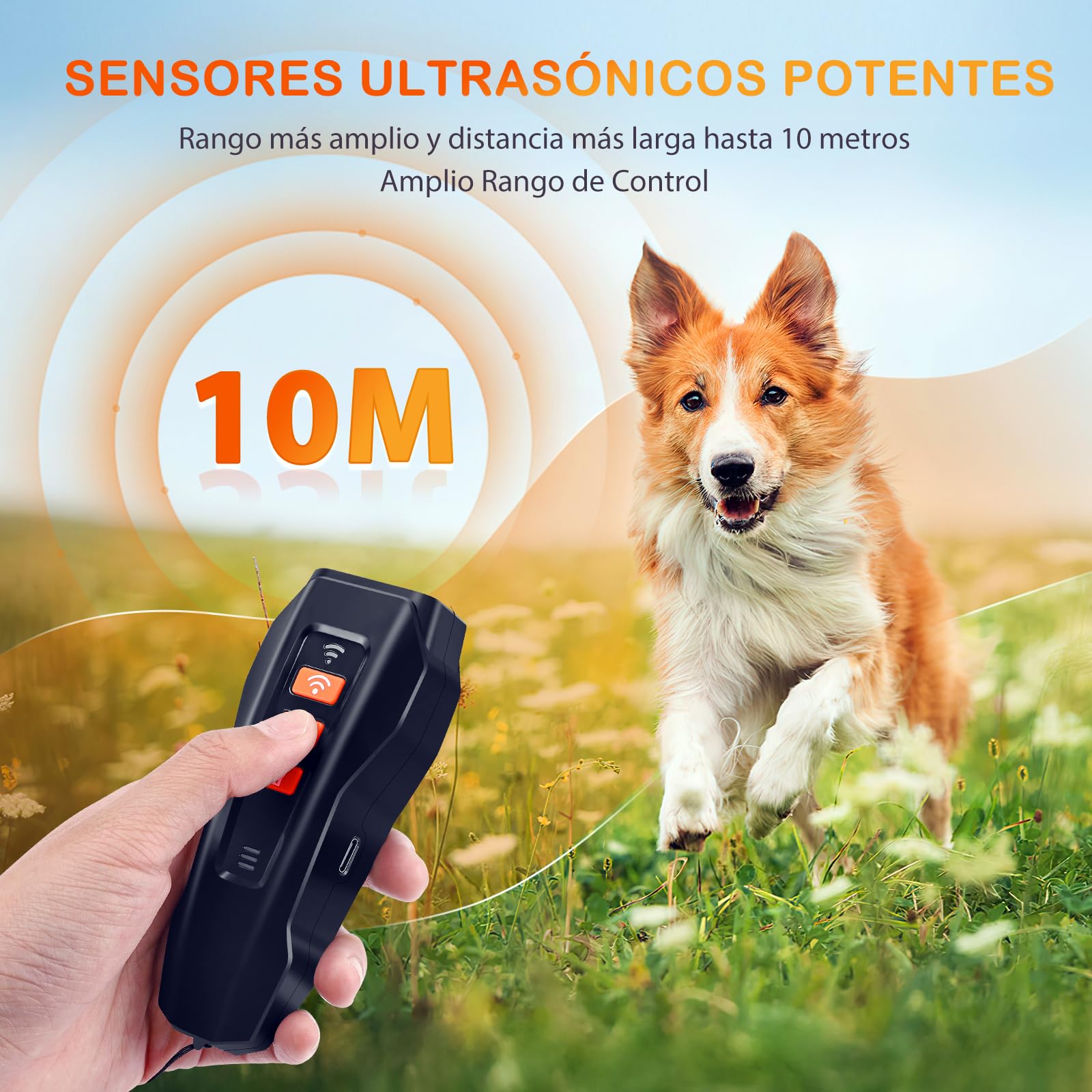 Antiladridos para Perros Ultrasonidos - Dispositivo Repelente con 3 Modos Ahuyentador de Perros con LED Efectivo para Interior y Exterior