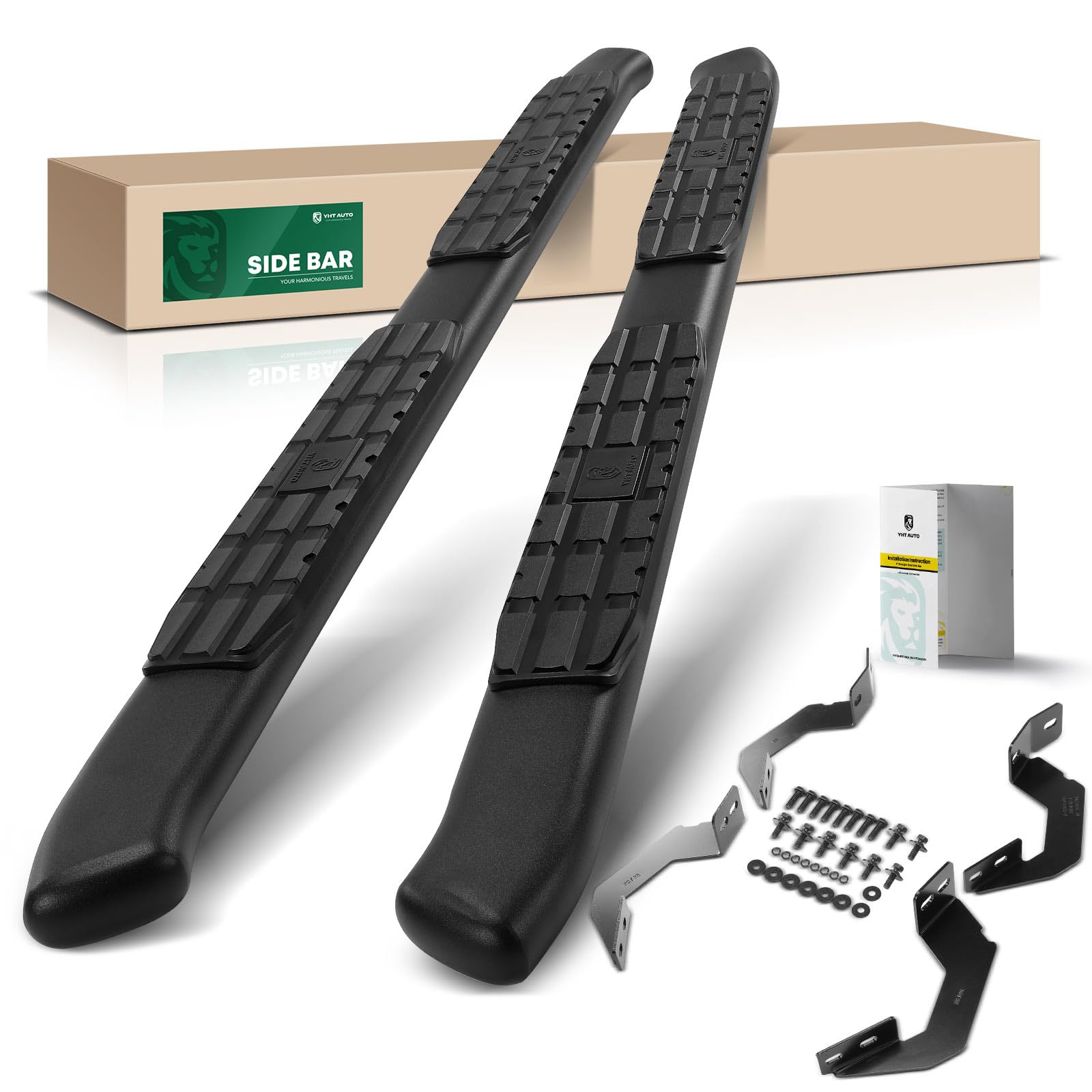 YHTAUTO 4.25'' Running Boards Side Step Bars Fit Toyota Tacoma 2005-2023, Access/Extended Cab, Black Steel Textured Rocker Panel Mount Truck Side Step Rails Off Road Accessories