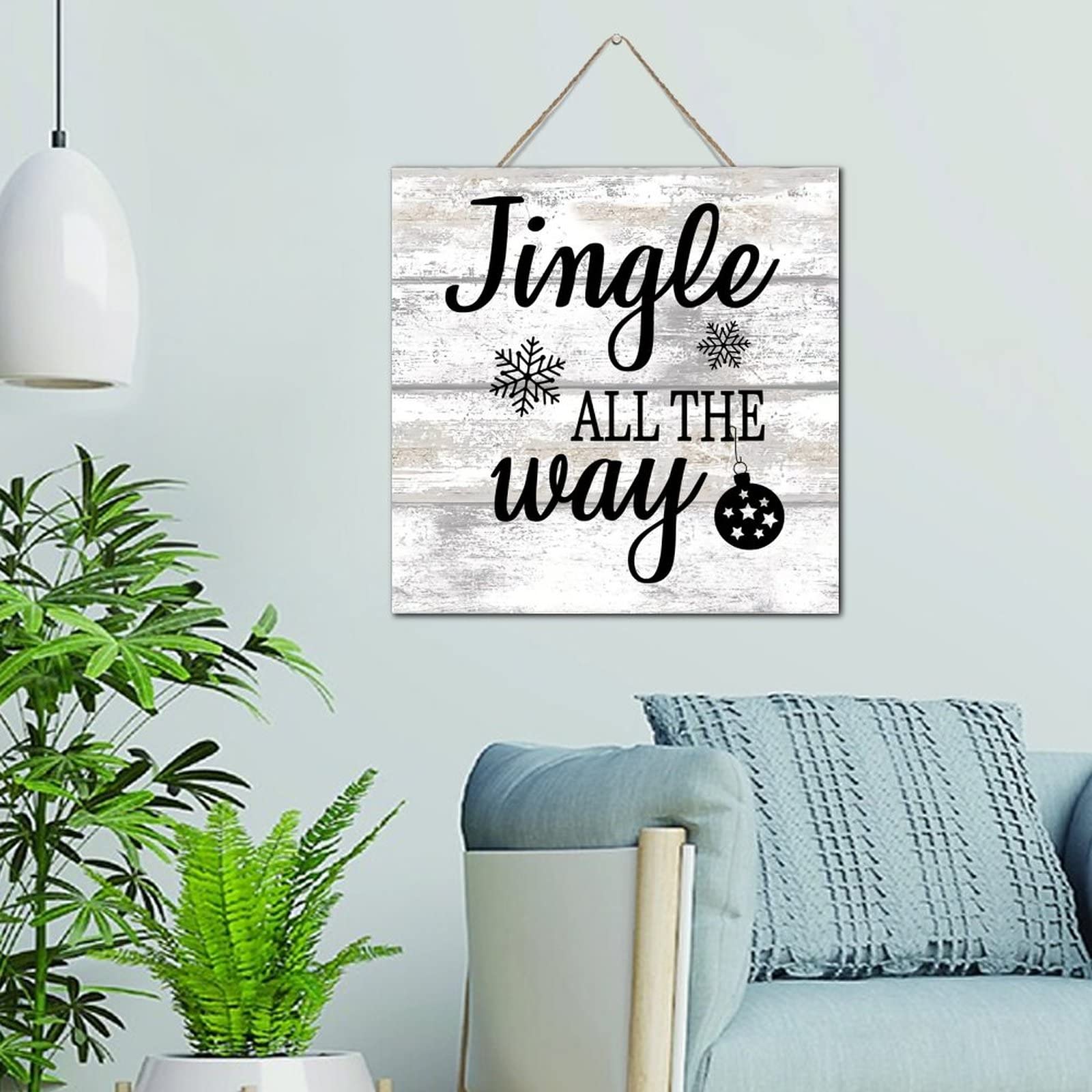 Plaque murale jingle all the way décoration bois esprit de noël rétro pour la maison