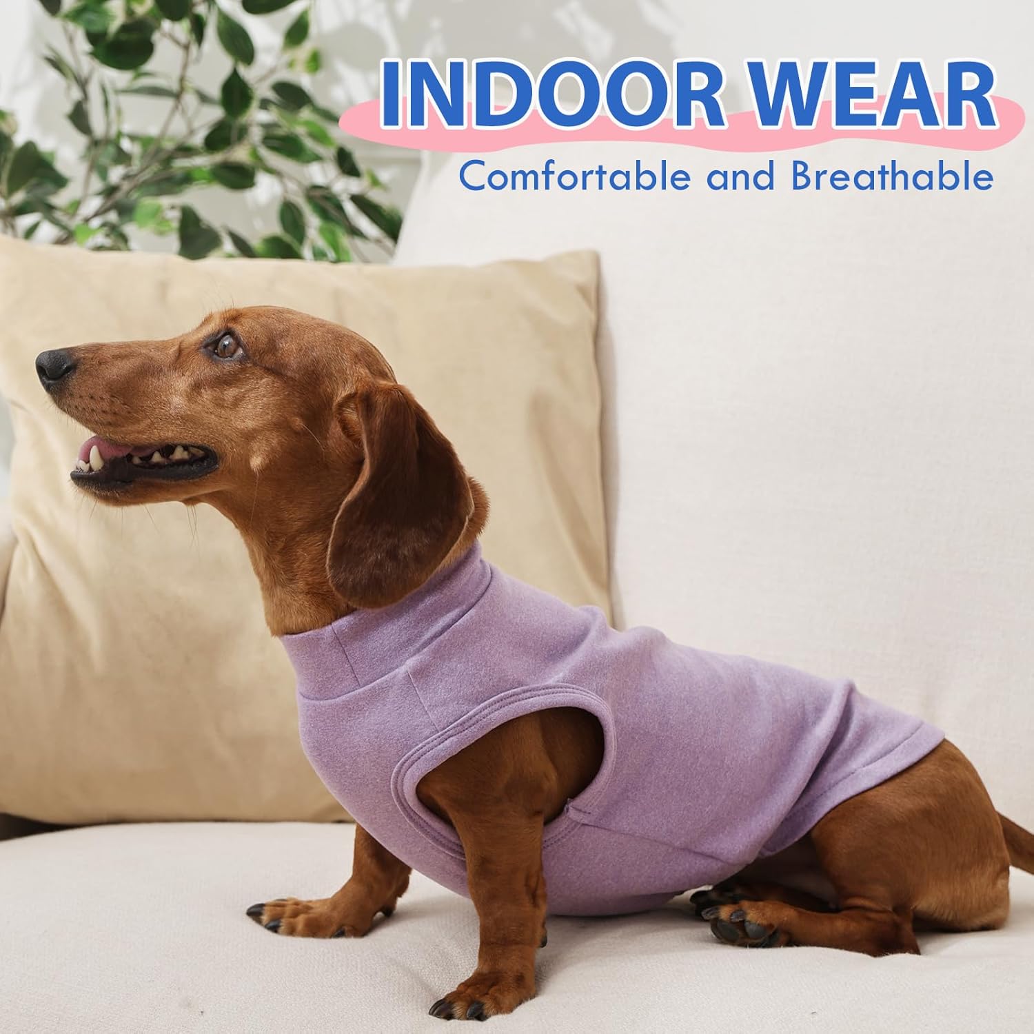 Stretch Fleece Dog Sweaters - Purple, L - Pullover Sleeveless Vest | Warm Stretchable Sweatshirt, Lightweight Breathablefor for Outdoor Movement,Dachshund,French Bulldog - Image 4