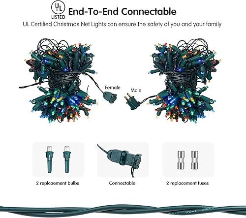Miniatura 4 de Red de luces LED de Navidad para exteriores 160 LED decorativas de 4 x 7 pies tira de luces de malla conectables para exteriores para fiestas