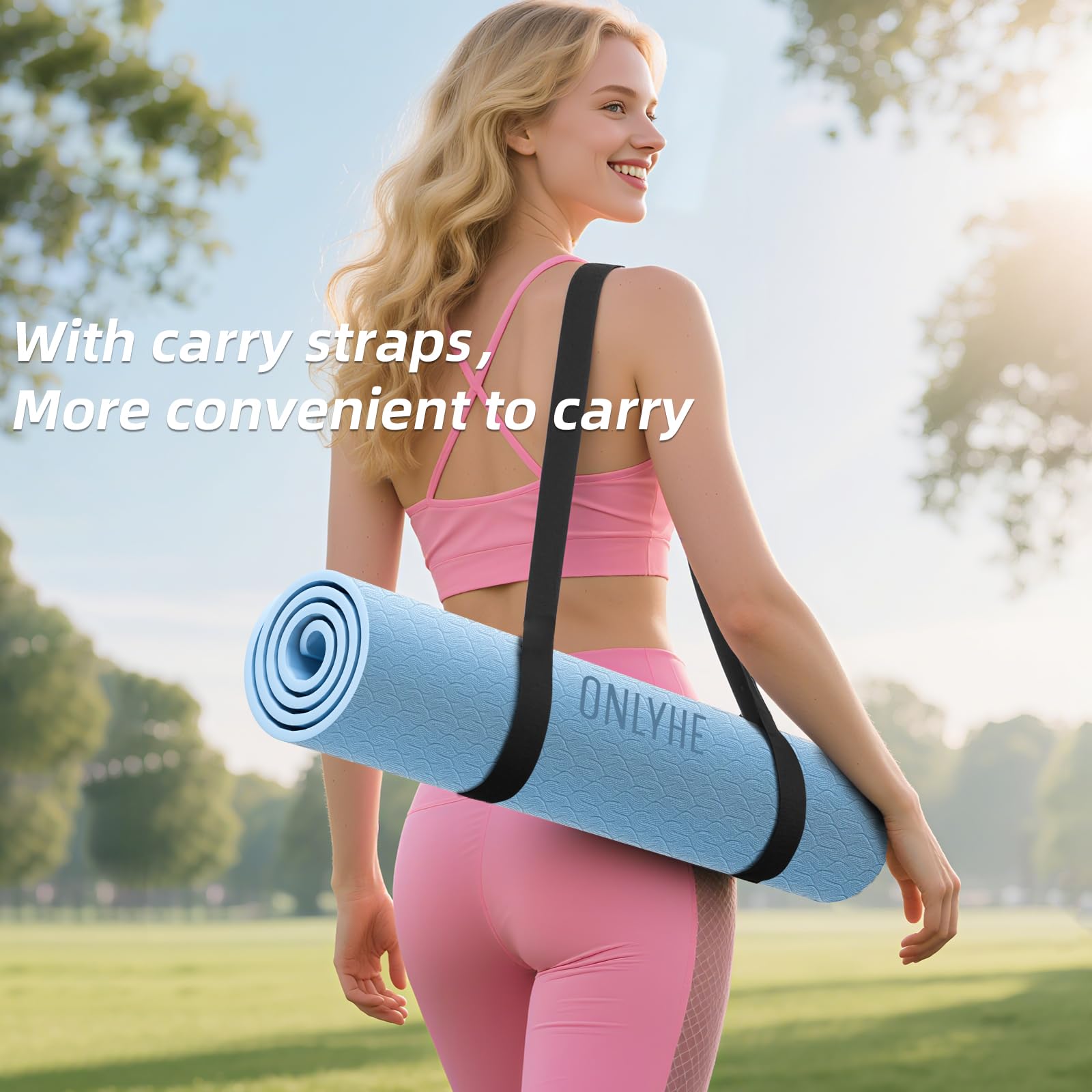 Tapete de yoga de grosor (8 mm) antideslizante y antidesgarros, tapete de pilates para hombres y mujeres, tapetes de entrenamiento para el hogar, entrenamientos descalzos y ejercicio en el