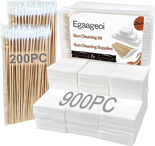 Kit de suministros de limpieza para pistolas  Parches de limpieza sin pelusa de 2 pulgadas e hisopos de algodón puntiagudos de 6 pulgadas para todas