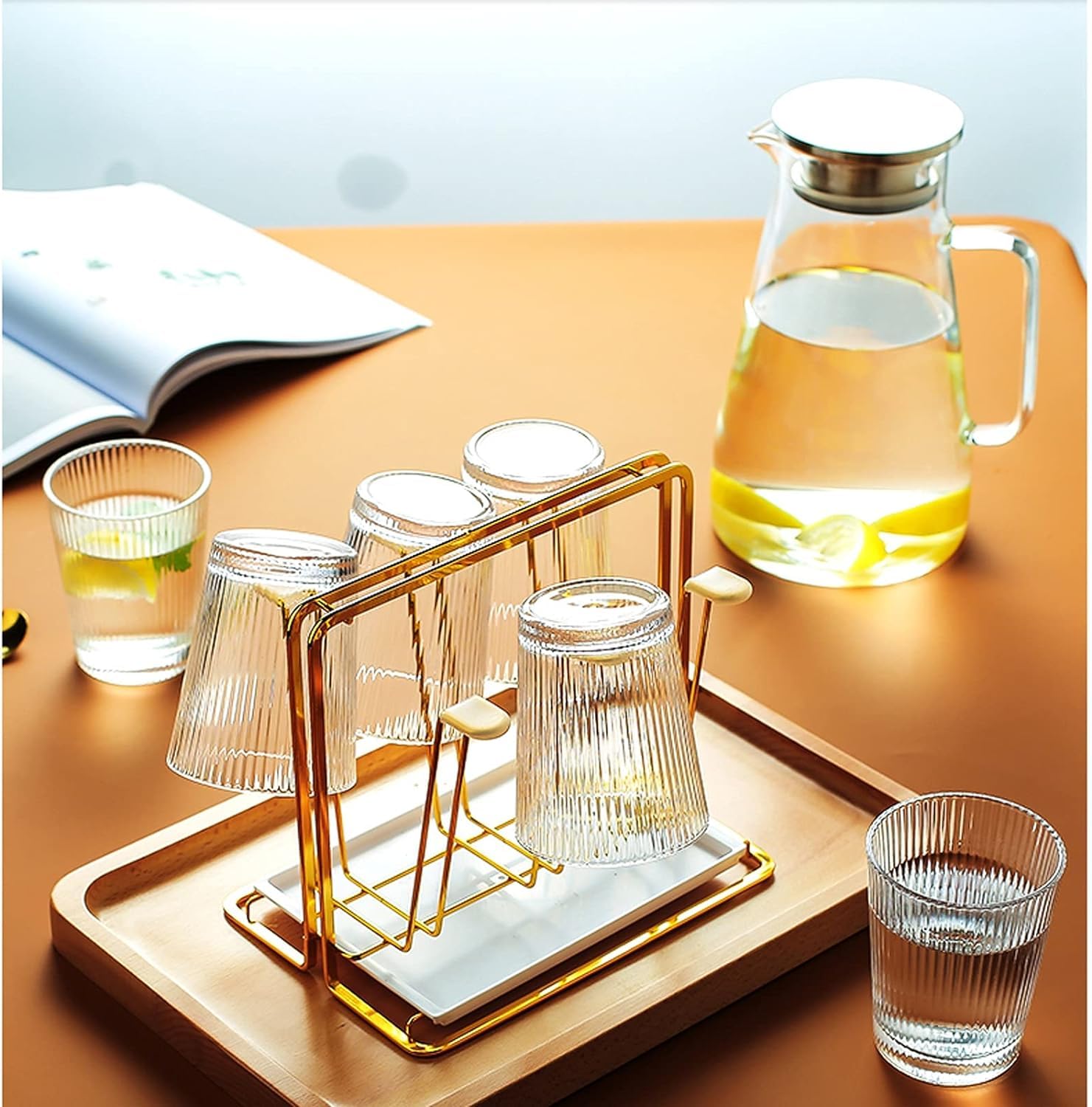 Wasserkaraffe 1,5 l Wasserkrug, Hochtemperatur-Wasserkocher aus Borosilikatglas, Eistee-Krug für Kaffee/Saft/hausgemachte Getränke Getränkespender