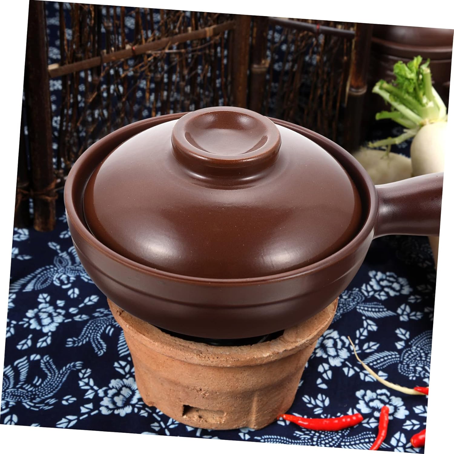 IMIKEYA Ceramic Casserole Dish Lid French Onion Soup Bowls Cookware Heat Retentive Easy Clean