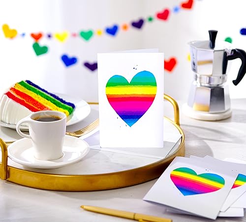 Miniatura 4 de American Greetings Tarjetas en blanco con sobres, papelería de corazón arcoíris (48 unidades)