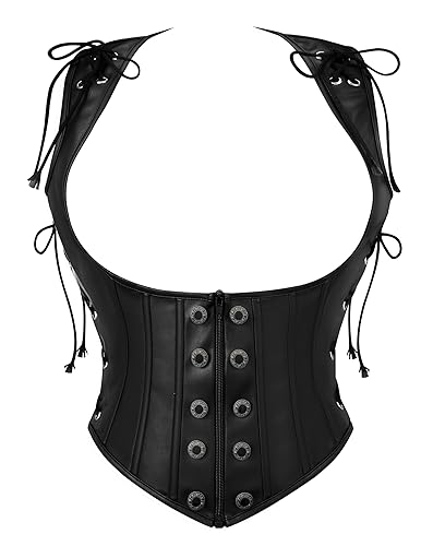 Spooktacular Creations Halloween Steampunk Corset Women, Black Renaissance Pirate Bustier Underbust for Cosplay Parties - Medium