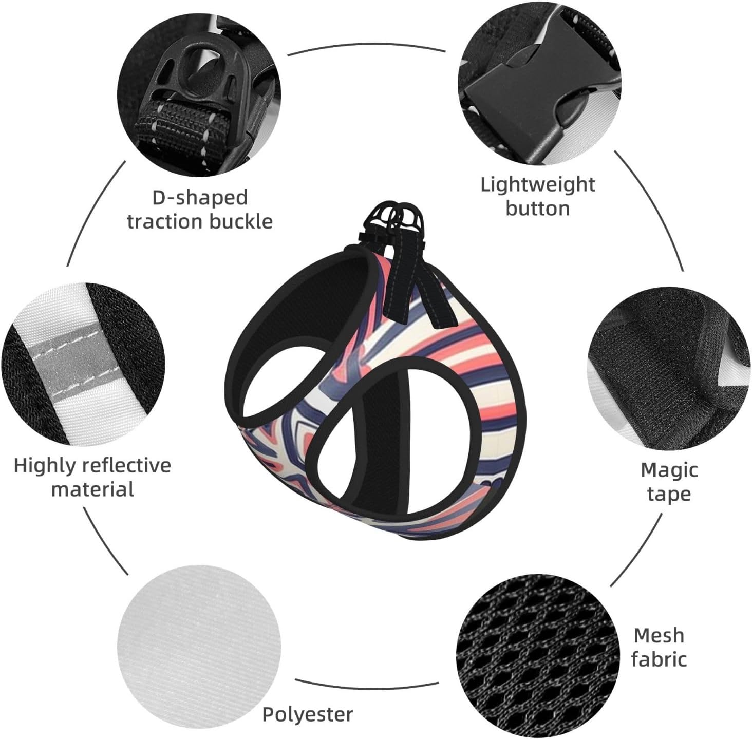 Randomly Divided Rooms Pet Vest Small Size Dog Harness and Leash Set, Reflective & Breathable for Puppy Training with Accessories Medium