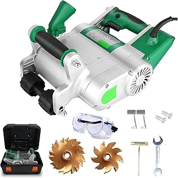 Electric Wall Chaser 25mm+35mm Blades Upgraded 1 time Molding Wall Slotting Machine No Dust Operations Wall Groove Cutting Machine Cement Sand Brick Cutter 110V/220V Green-220V