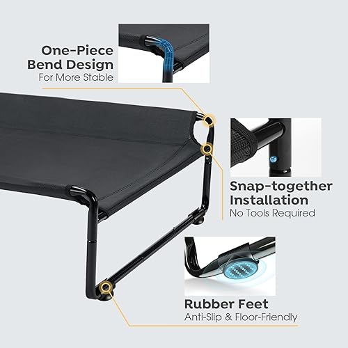 Miniatura 4 de Veehoo CWC2201B - Cama elevada grande para perros con manta de franela, cuna elevada para mascotas para perros grandes, cama hamaca de campamento