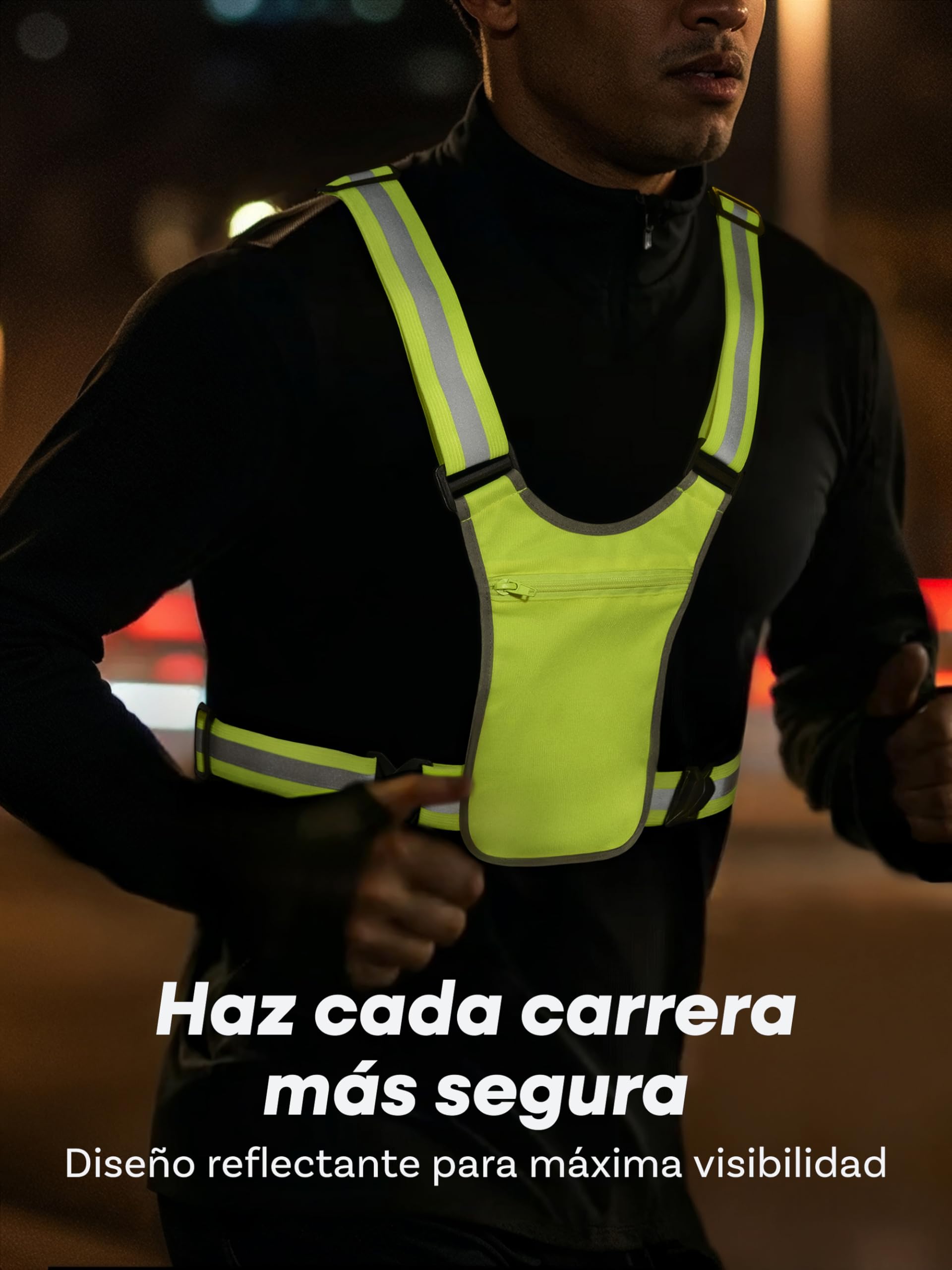 Prowiste Chaleco Reflectante Bicicleta Hombres & Mujeres – Visibilidad 360° con Bolsillo Frontal – Correas Ajustables – también para Correr & Actividades al Aire Libre