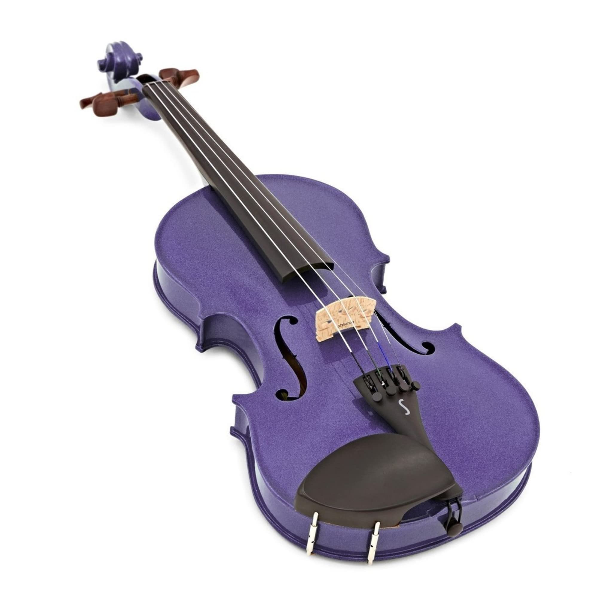 Stentor Violín arlequín tamaño 1/4, violín para intermedios con arco de fibra de vidrio P&H, estuche ligero, instrumento de cuerda colorido 1401FPU, morado