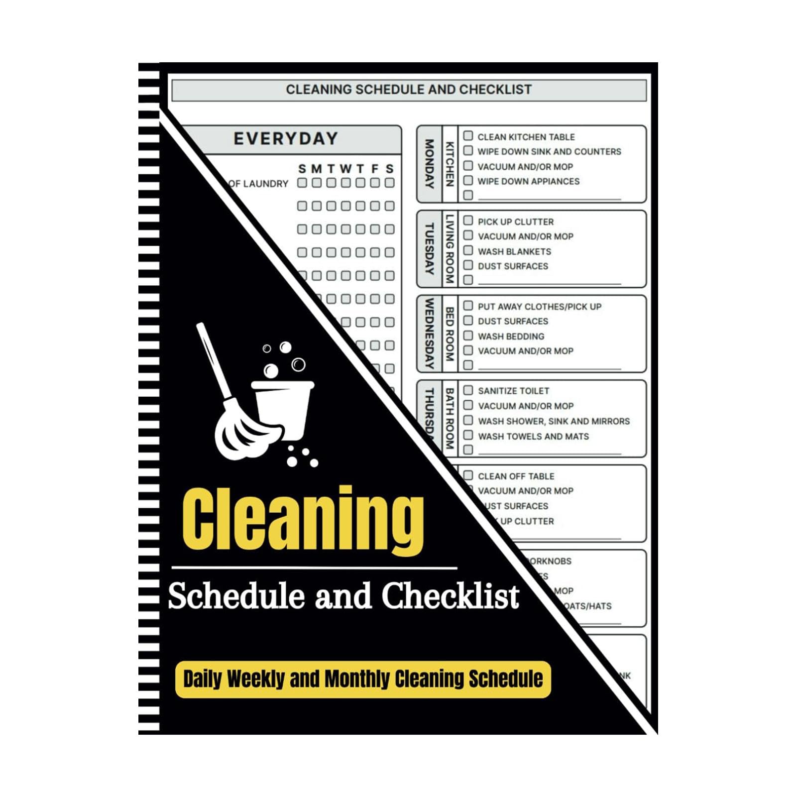 Muiltvoe Cleaning Schedules And Checklists: For Adults & Teens | Daily, Weekly, Monthly Housework And Cleaning Schedule Checklist & Planner