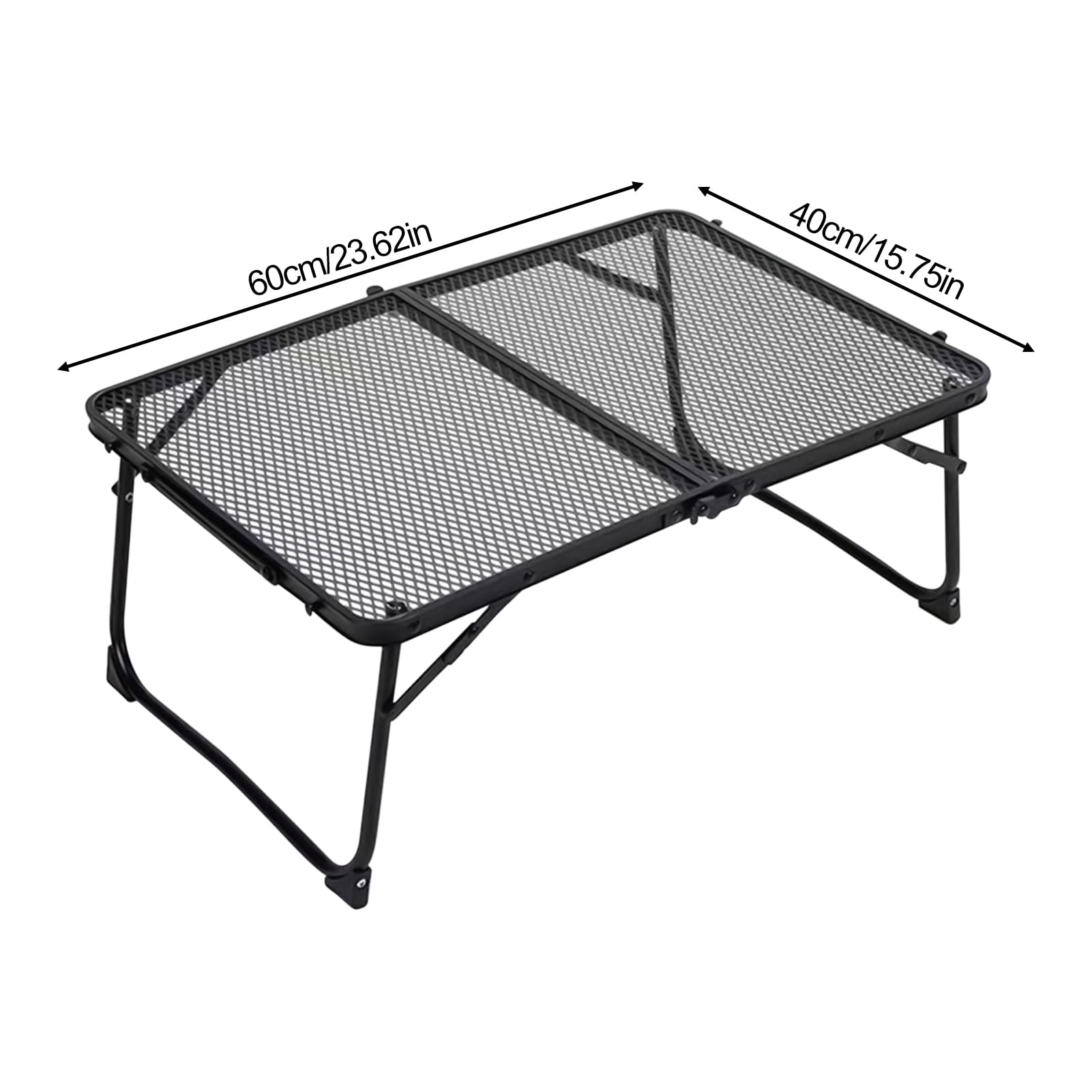 Table De Pique-Nique Pliante Portable Bureau de 60 x 40 cm avec plateau en | Table Grill En Métal pour le Camping, le Barbecue, Cuisine, Hayon, Pêche, Plage, Jardin