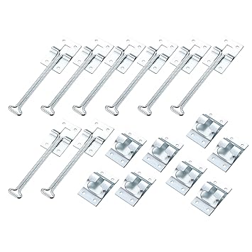 X AUTOHAUX 8 Set 6 Inches Carbon Steel T Style Entry Door Latch Catch Holder for RV Trailer Camper Exterior Door Hold Hook