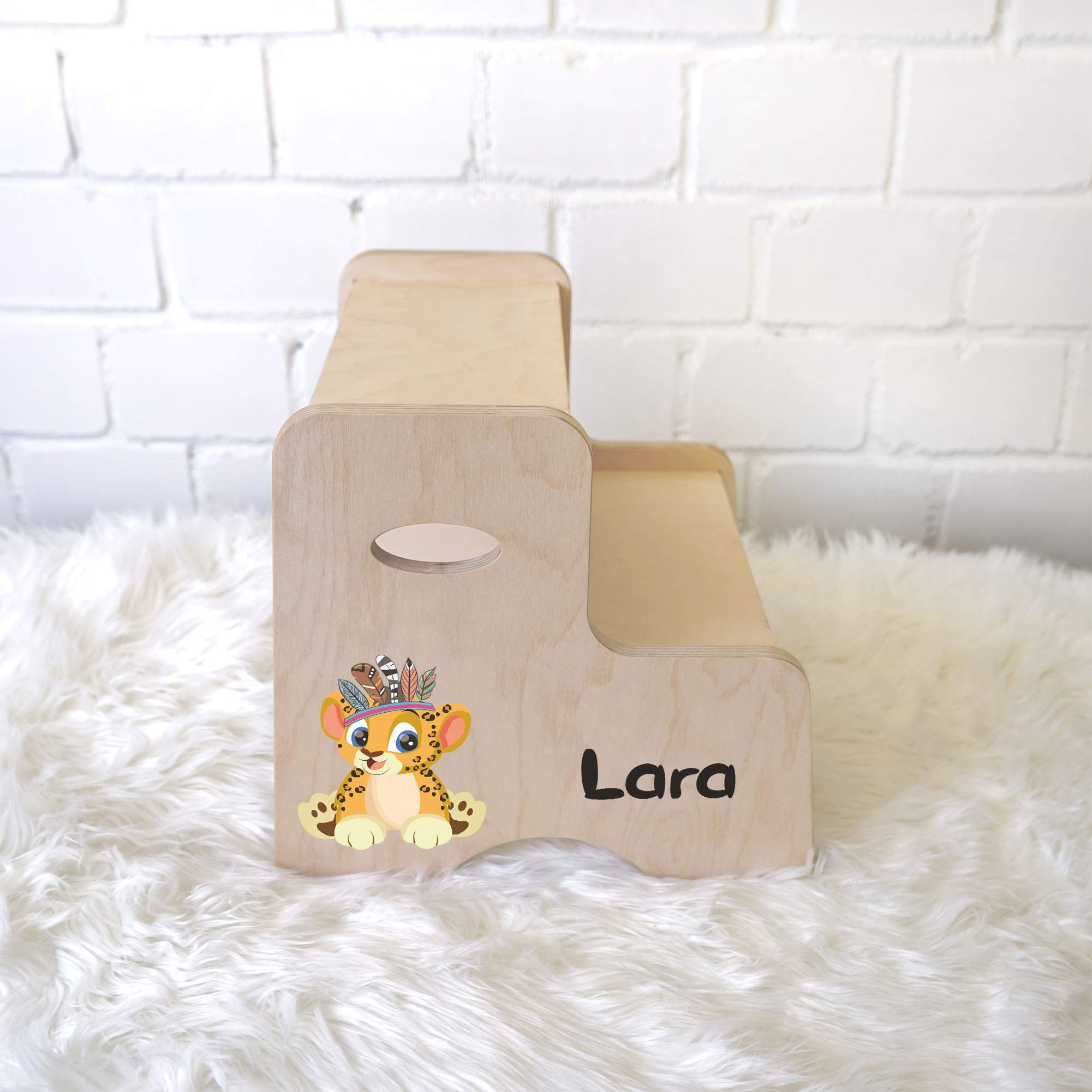 Holzura Tritthocker Kinder, Hocker aus Holz für Bad und Küche, Holzhocker personalisierter Toilettenhocker mit Name