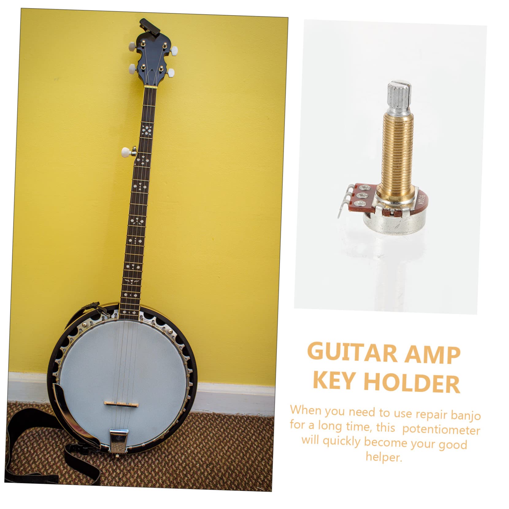 Yardwe Banjo Long Shaft Potentiometer Durable for Volume Tone for Electric Banjo Building Upgrading Sound Quality