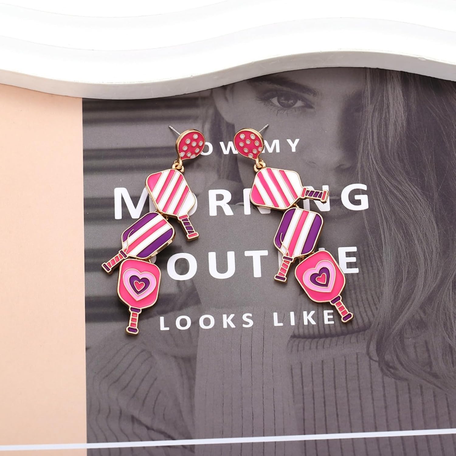 Valentines Earrings for Women Fashion Sparkling Pink Heart Lips LOVE Pearl Wine Glass Rose Love Cat Stud Earrings Dainty Glitter Rhinestone Valentine’s Holiday Gift - Image 5