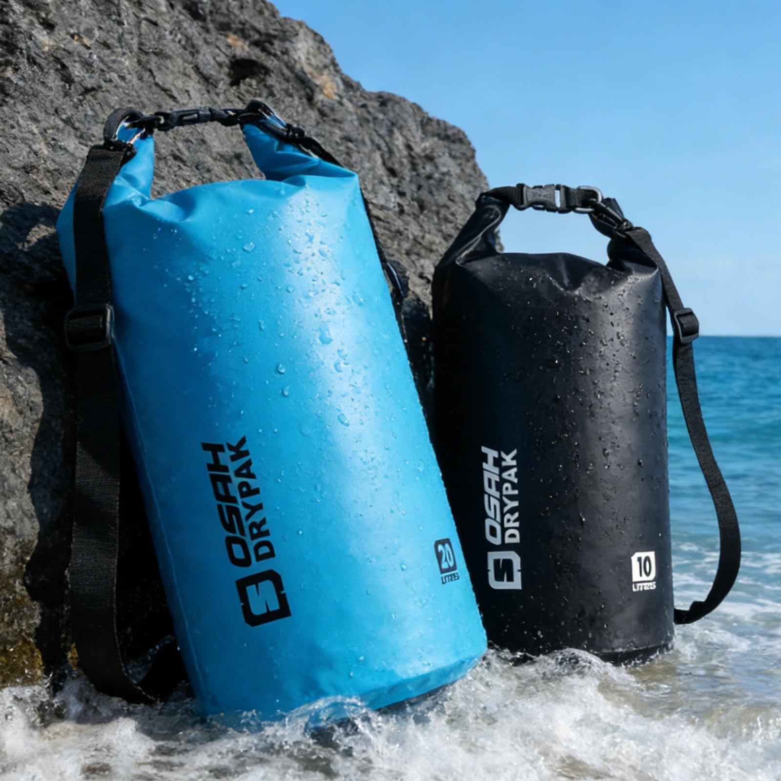 OSAH DRYPAK Dry Bag Borsa Impermeabile Mare 5L/10L/20L/30L/40L Sacca Impermeabile con Spallacci e Custodia Impermeabile per Telefono per Sport Acquatici, Kayak, Pesca, Campeggio
