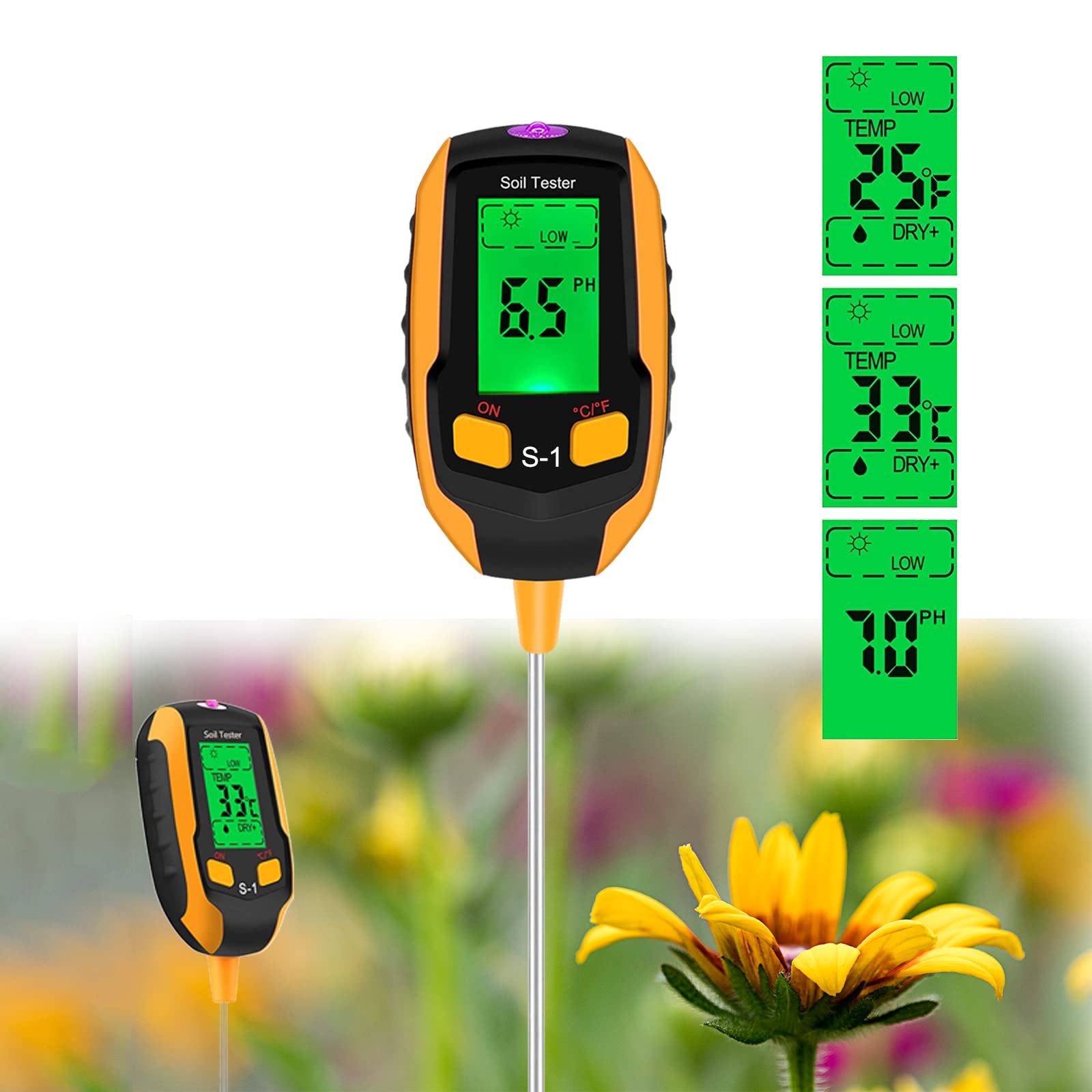 Buy Justmetr [2021 Upgrade Soil PH Meter, 4in1 Soil Tester Moisture