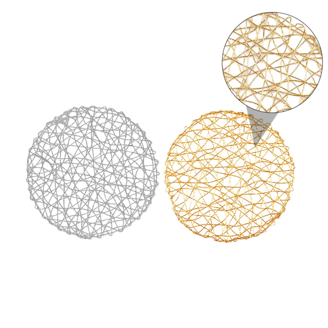 ABOOFAN 3 Set Di Tovagliette Per Tavolo Rotonde in Tessuto Fatte A Mano in Fibra Di Carta Cave Eleganti Argento O Dorate Decorazione Rotonda 2 Pezzi * 3