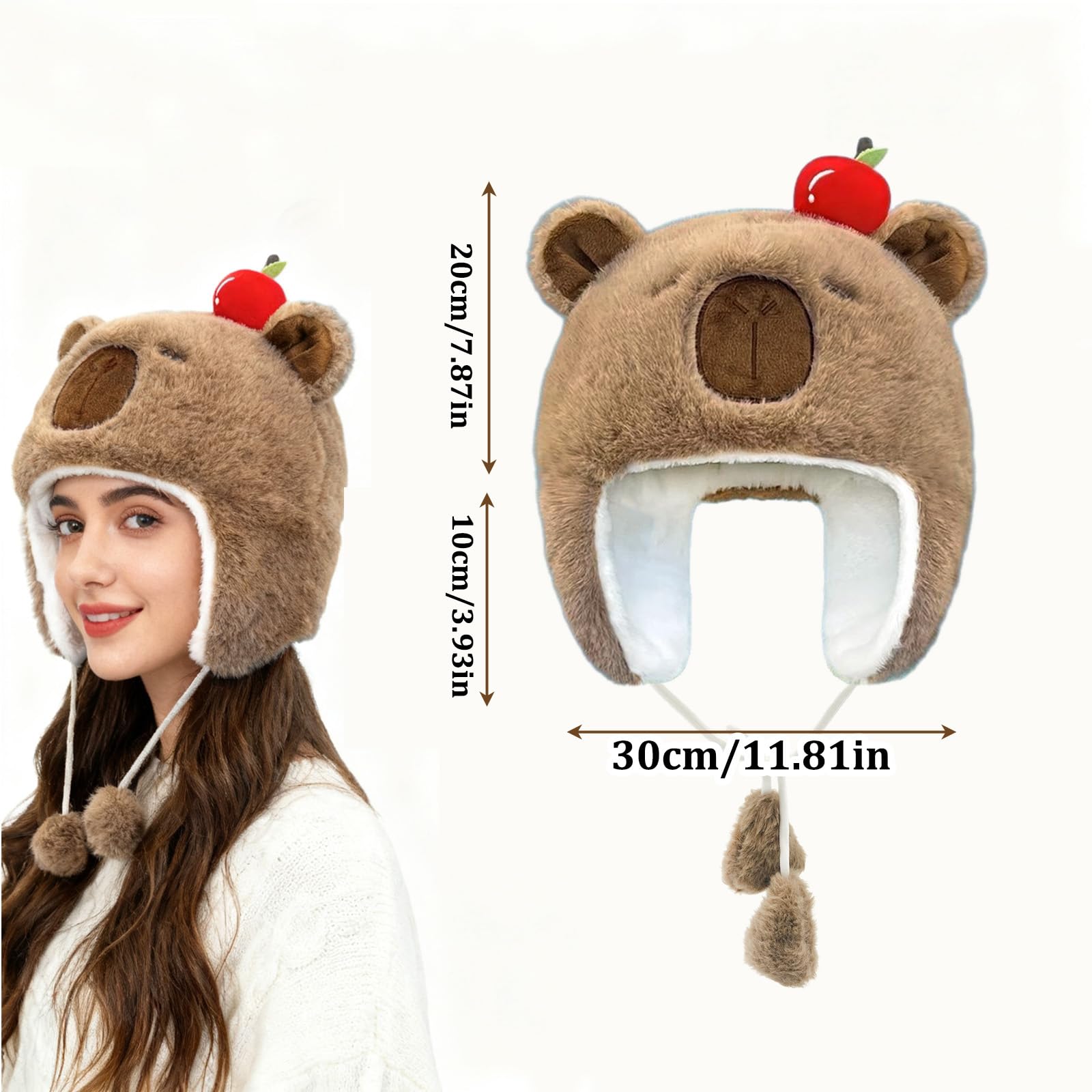 Rosyjska czapka, czapka zimowa typu chapka dla kobiet, Ushanka Pluszowa czapka Capybara, czapka ukryta w uszach, urocza czapka trapera, zimowa czapka z ochraniaczami na uszy na zimną pogodę