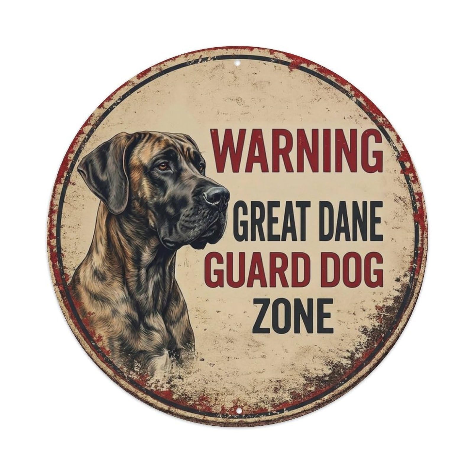 Tgrcjimh Style Metal Tin Sign Vintage Warning Great Dane