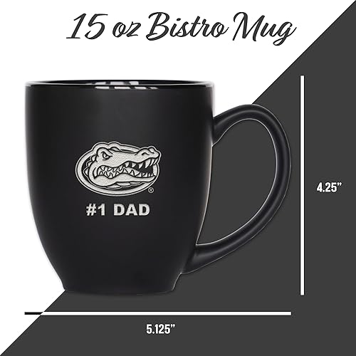 Miniatura 122 de Rico Industries NCAA #1 Dad - Taza bistró de cerámica negra mate grabada con láser, de 15 onzas, para bebidas calientes o frías Troyanos del Sur