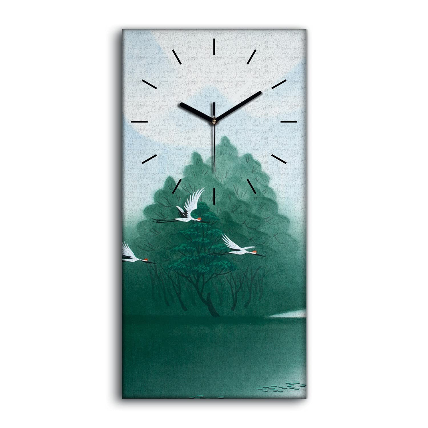 Horloge sur Toile d'Art Moderne 30x60cm motif grues japonaises élégantes