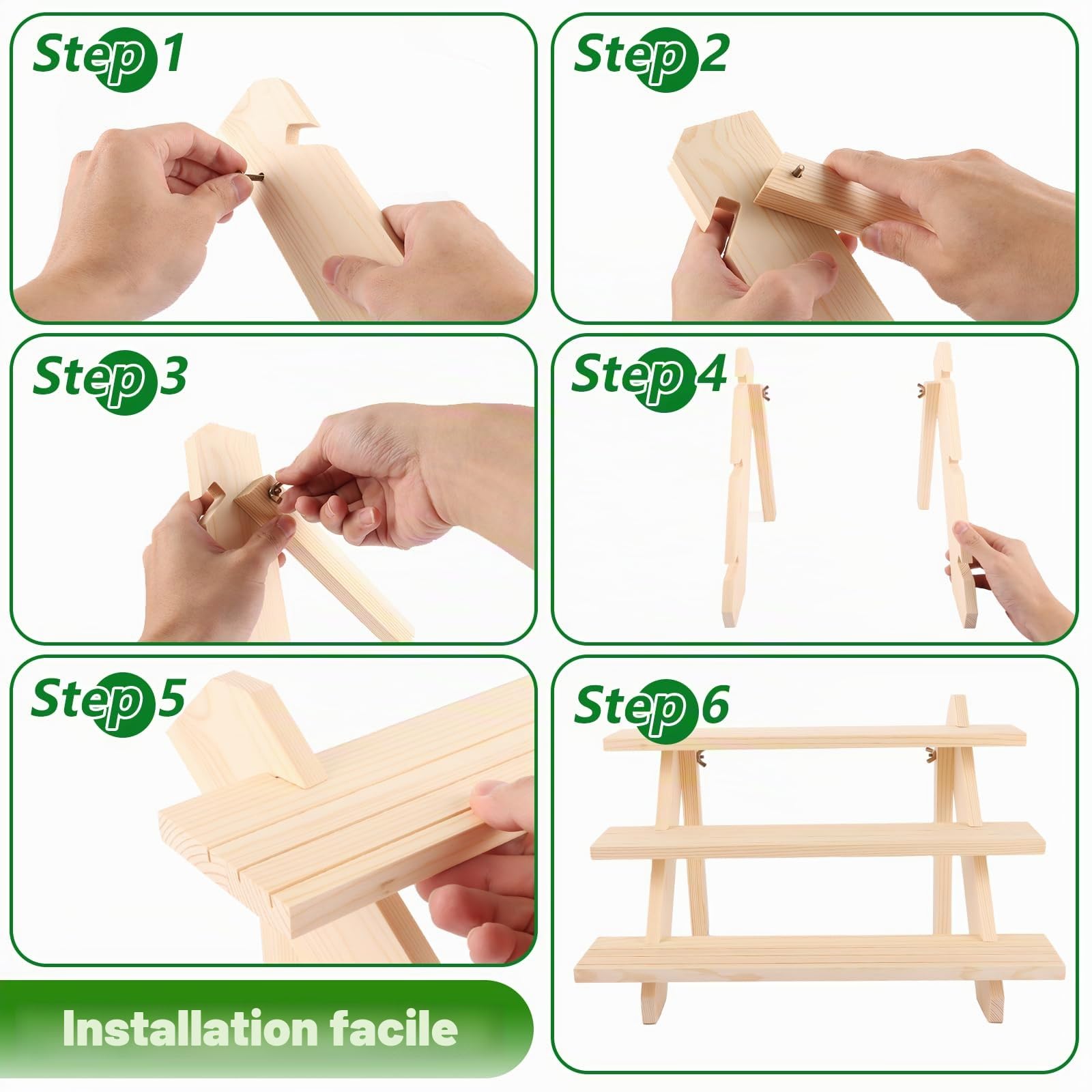 AKOLAFE Lot de 2 Présentoirs en Bois 3 Niveaux Présentoir Étagère 39 x 30 x 24CM Etagere Parfum Bois Étagères de Présentation avec Rainure Presentoir Parfum Détachable pour Artisanat, Figurine, Bijoux