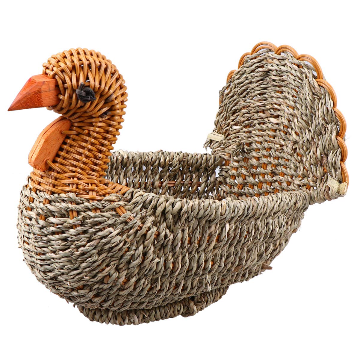 Sewroro Handwoven Turkey Basket Decorative Rattan Woven Serving Basket Wicker Turkey Storage Basket for Home Table Decoration (style 3) Food Wicker Basket Microgreens Tray