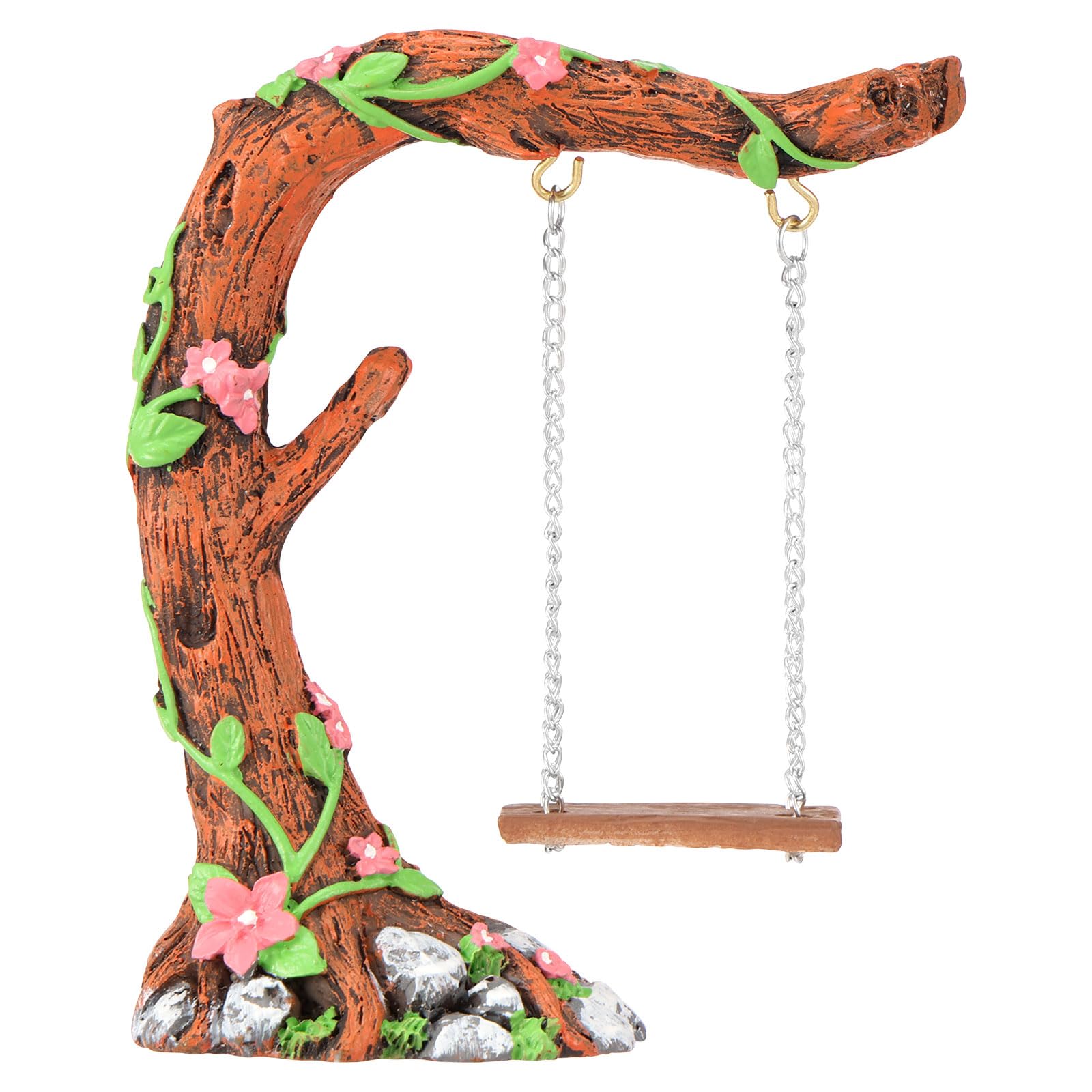 Ghshanog Fairy Garden Swing,Handmade Resin Swing Figurine for Micro Landscape Courtyard Garden Outdoor Display Decor,10X9X5.5CM Dollhouse Decorative Mini Furniture