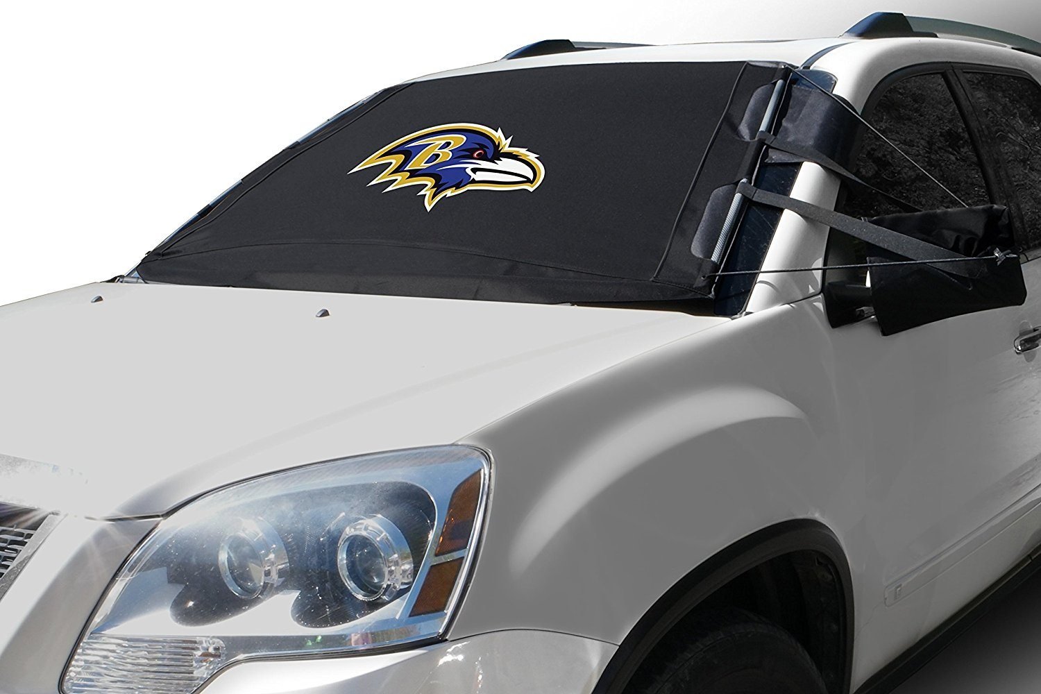 NFL Frost Guard Windshield Cover for Ice and Snow, Baltimore Ravens | Standard Size Car Windshield Frost Cover with Side Mirror Covers | Fits Most Cars, Sedans, Small Trucks, SUVs – 60 x 40 Inches