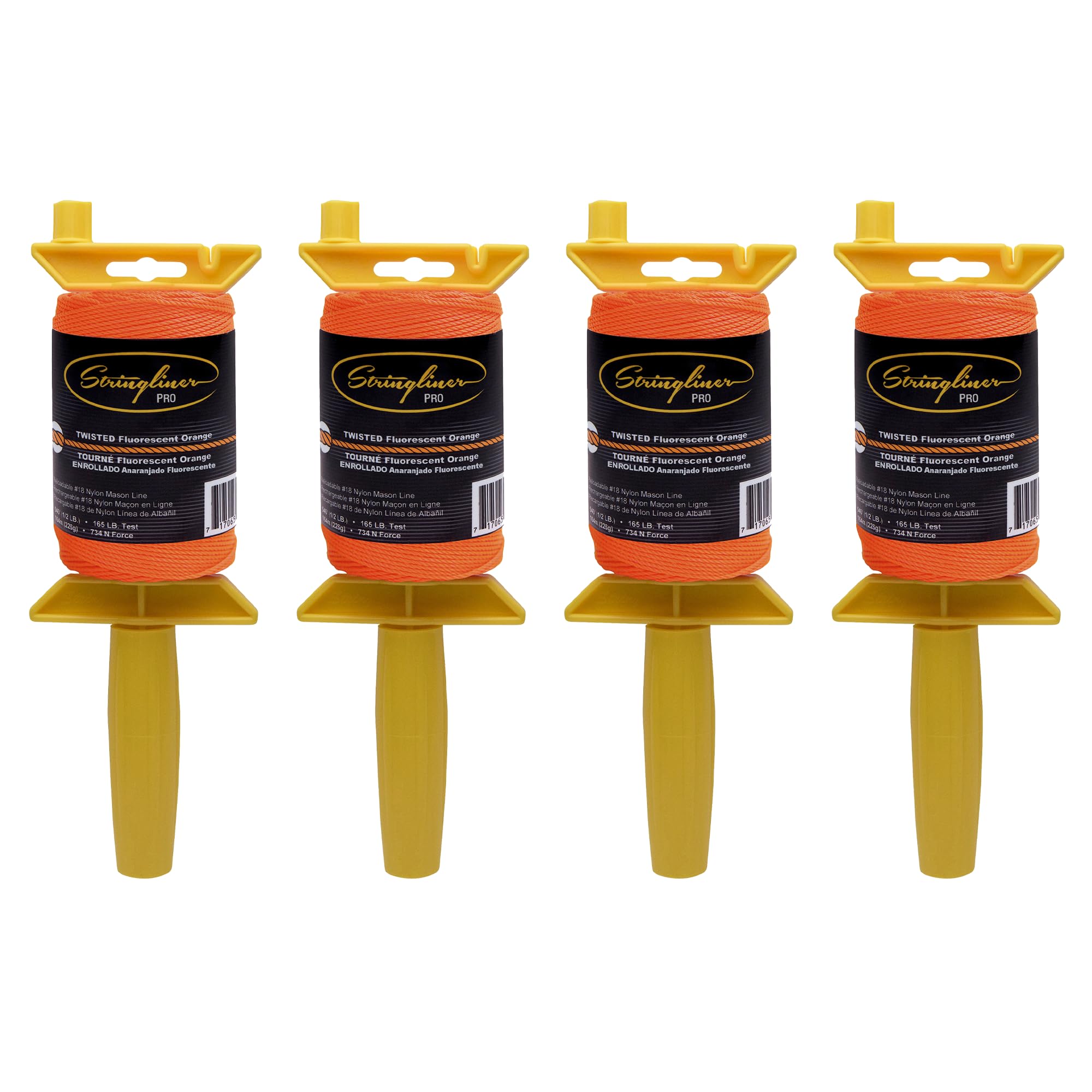 Bobine de cordeau orange pour bâtiment fil tressé 0,9 kg pack de 4