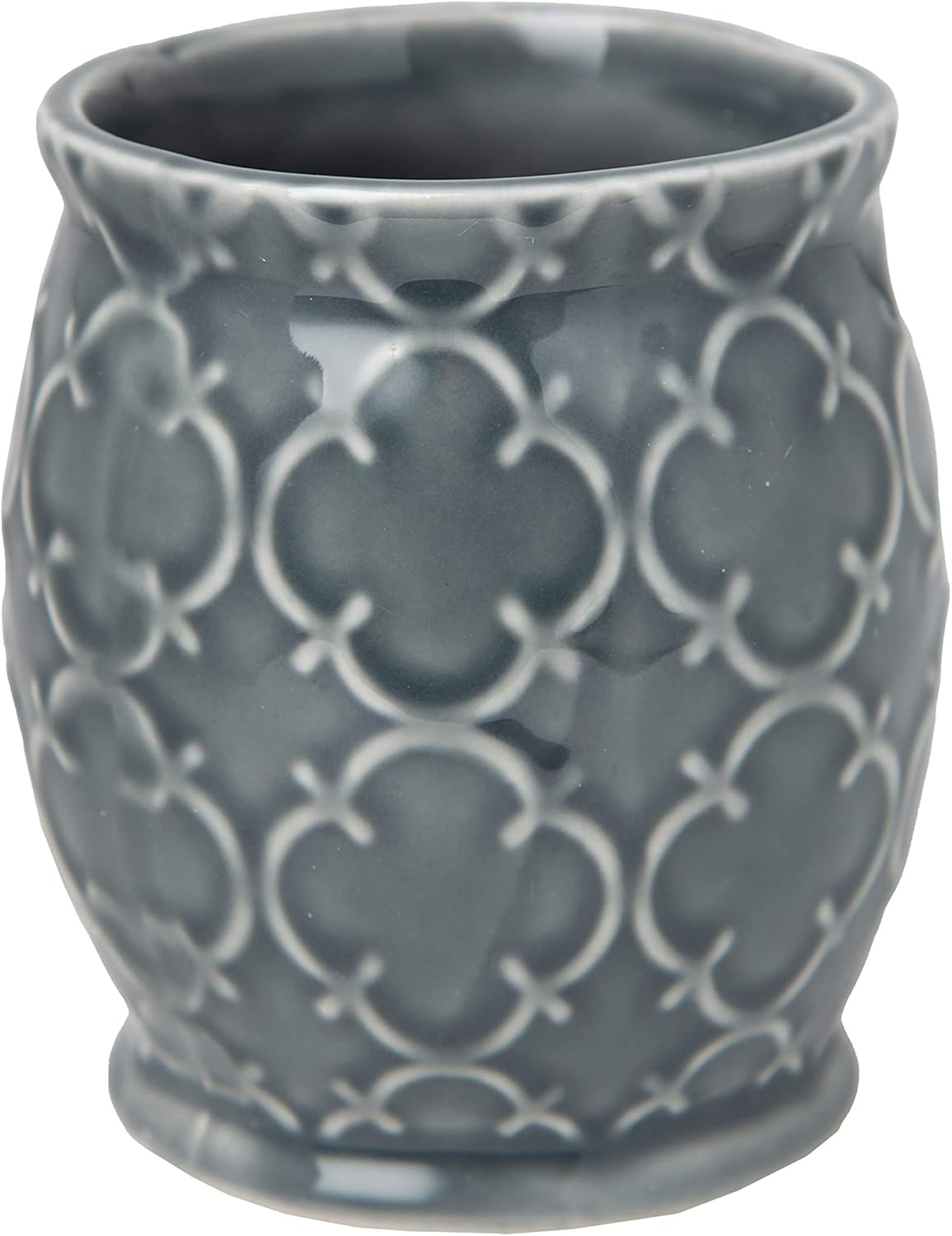 Designer 4-Piece Bathroom Accessory Set – Ceramic Bath Set w/ Liquid Soap or Lotion Dispenser, Toothbrush Holder, Tumbler and Soap Dish – Decorative Set w/ Embossed Details – Modern Vanity Accessories : Home & Kitchen