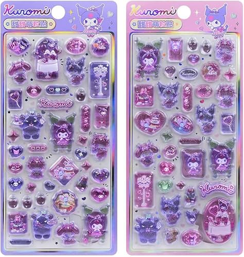 シール 可愛い 立体 シール クロミ 3D 立体 ごほうび 3D 子供DIY用 日記帳用 貼り付け可能 手芸用品 スマホケース 手帳 diy 贈り物 (3d立体アニメA+B)のサムネイル