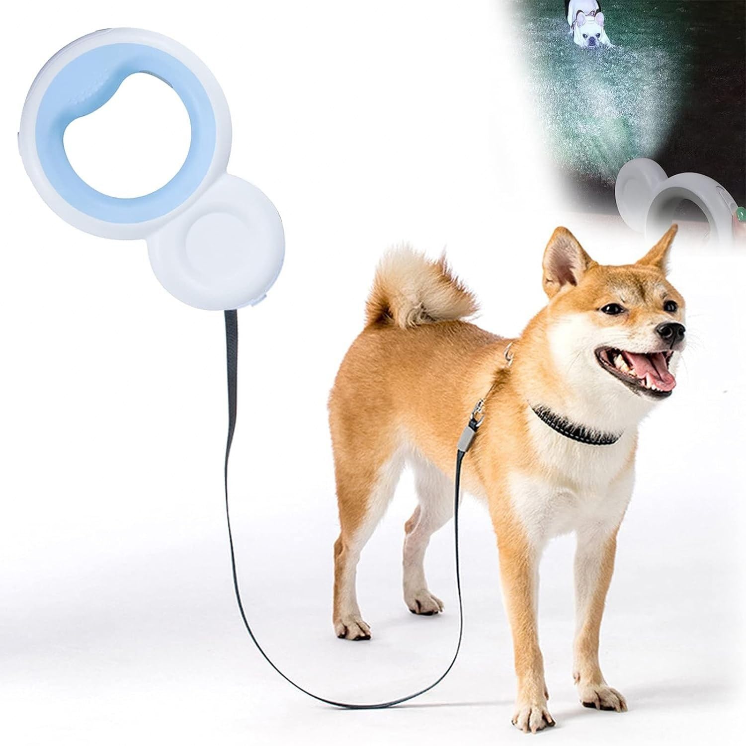 Guinzaglio per Cani Retrattile con Luce LED Ricaricabile e Sacchetti Igienici, 3 Metri con Nastro Antigroviglio per Cani Piccoli e Medi Fino a 27 kg, Impugnatur, Blue