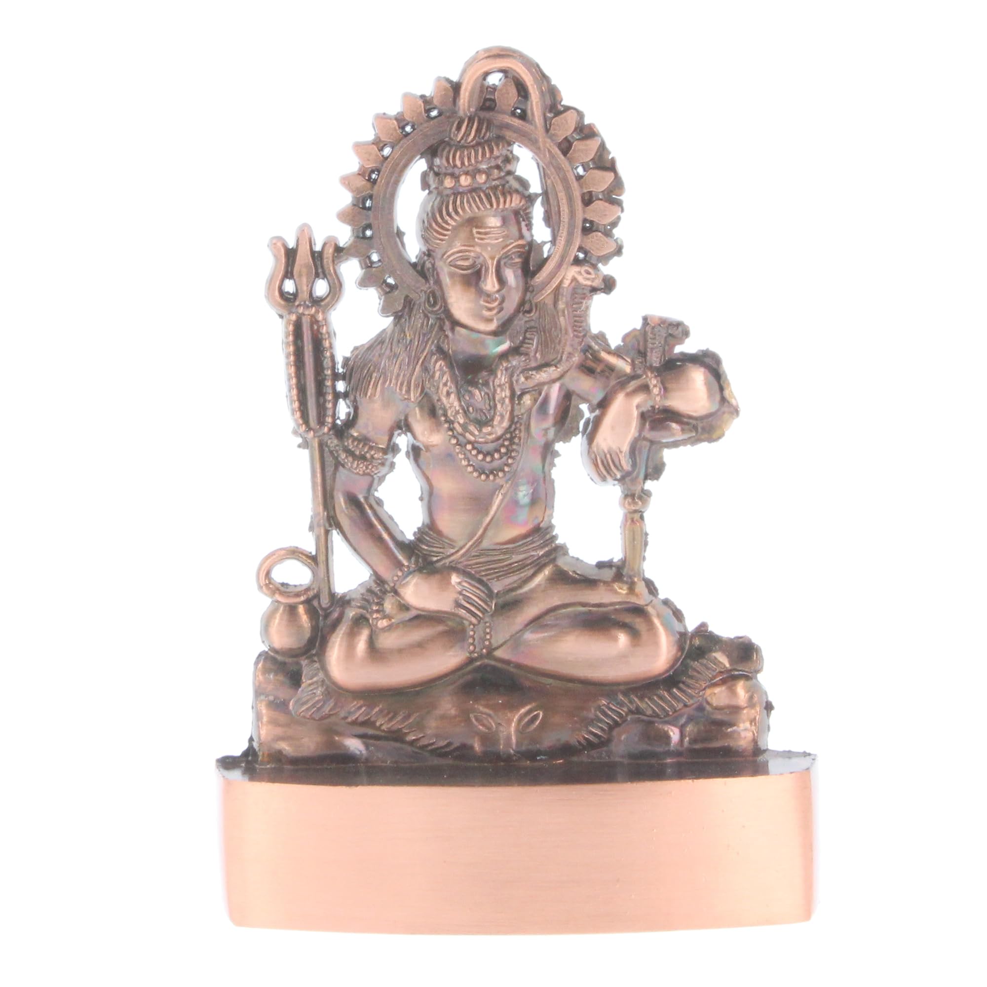 Indiabazaar Copper Lord Shiva Statue Murti Bronze Metal Small Shiva Shankar Adiyogi Hindu Indian God For Car Dashboard Home Office Desk Mandir Temple Pooja Décor Diwali Wedding Gift