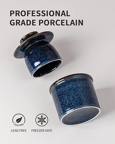 Vista 3 de XELA Ceramic Butter Crock, The Original Reactive Glaze, Butter Dish With Water Line for Spreadable Fresh Butter - Kiln Turns Blue Horno se vuelve