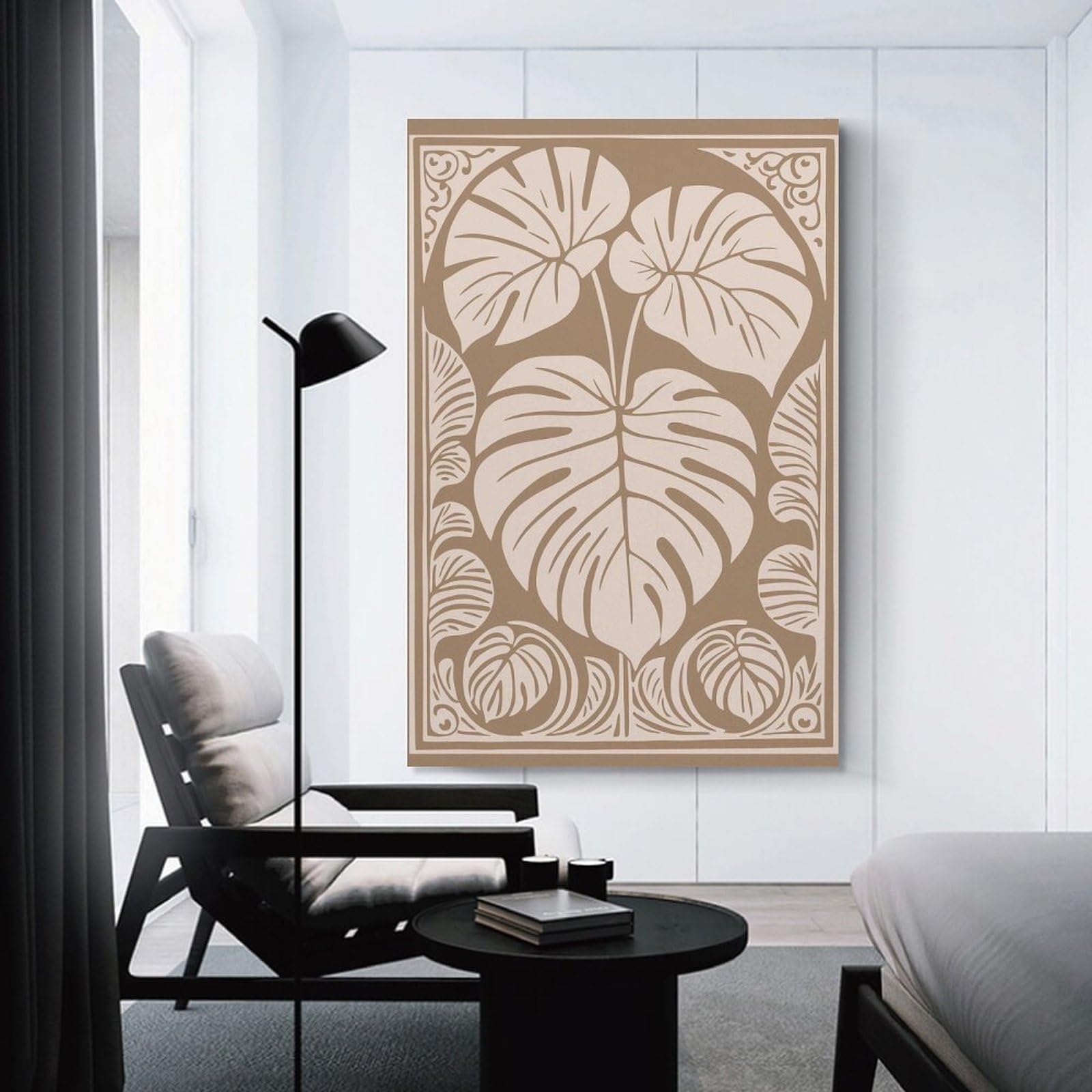 Junmoney Monstera Plant Art Nouveau Illustration Room Decor Wall Art, 20x30inch(50x75cm), for Bedrooms, Workspaces And Everyday Interiors, An Adaptable Decor Piece for Home Use
